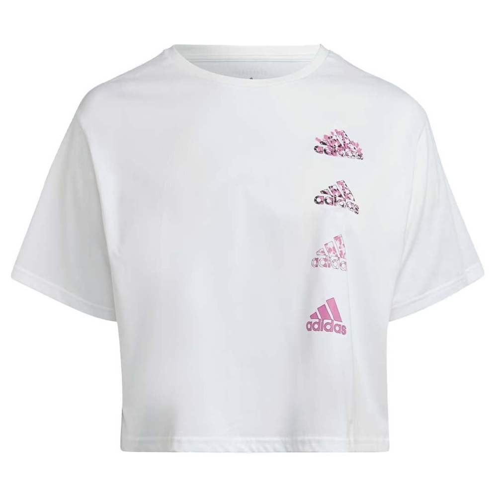 Adidas Pink Logo White Short Sleeve Tee